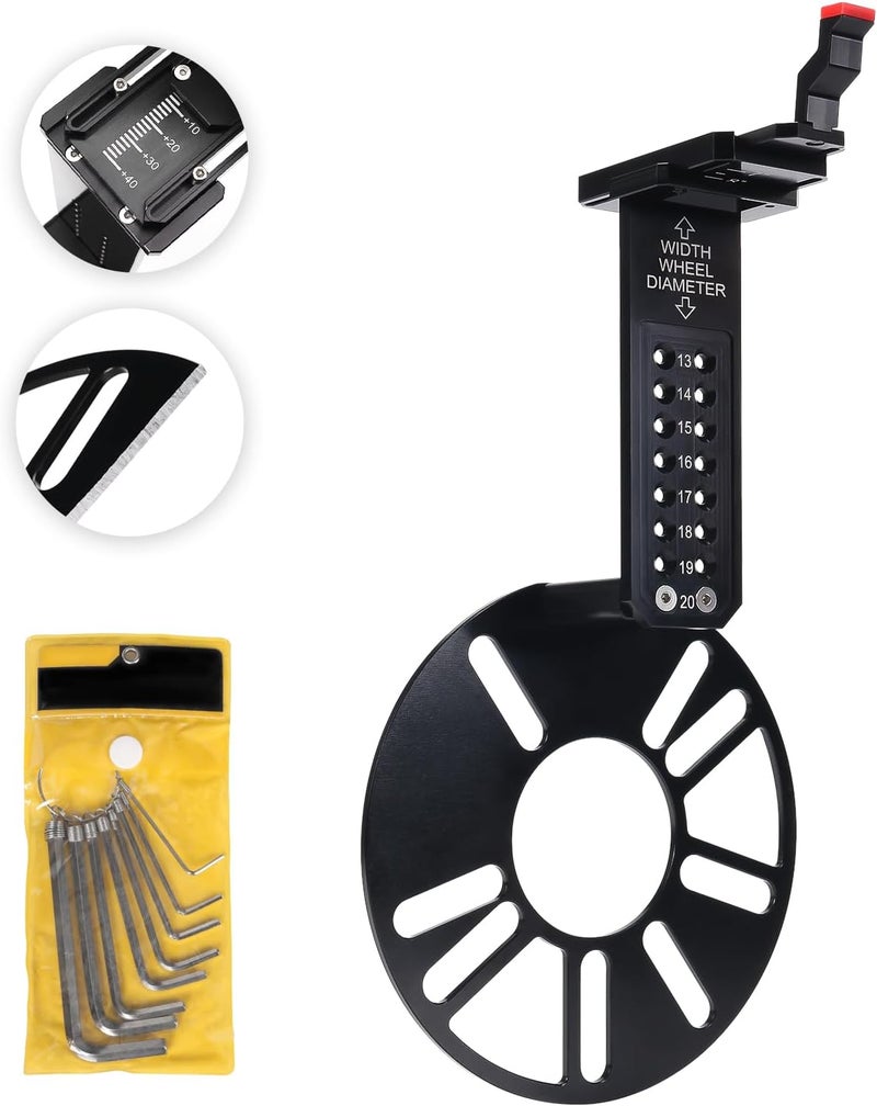 Atesilor Wheel Fitment Tool,Car Wheel offset measuring tool for 13-20' Wheel, Upgraded Car alignment tool kit with Allen Wrenches Sets, Aluminum Alloy Materialand More Precise ET Values - Image 1